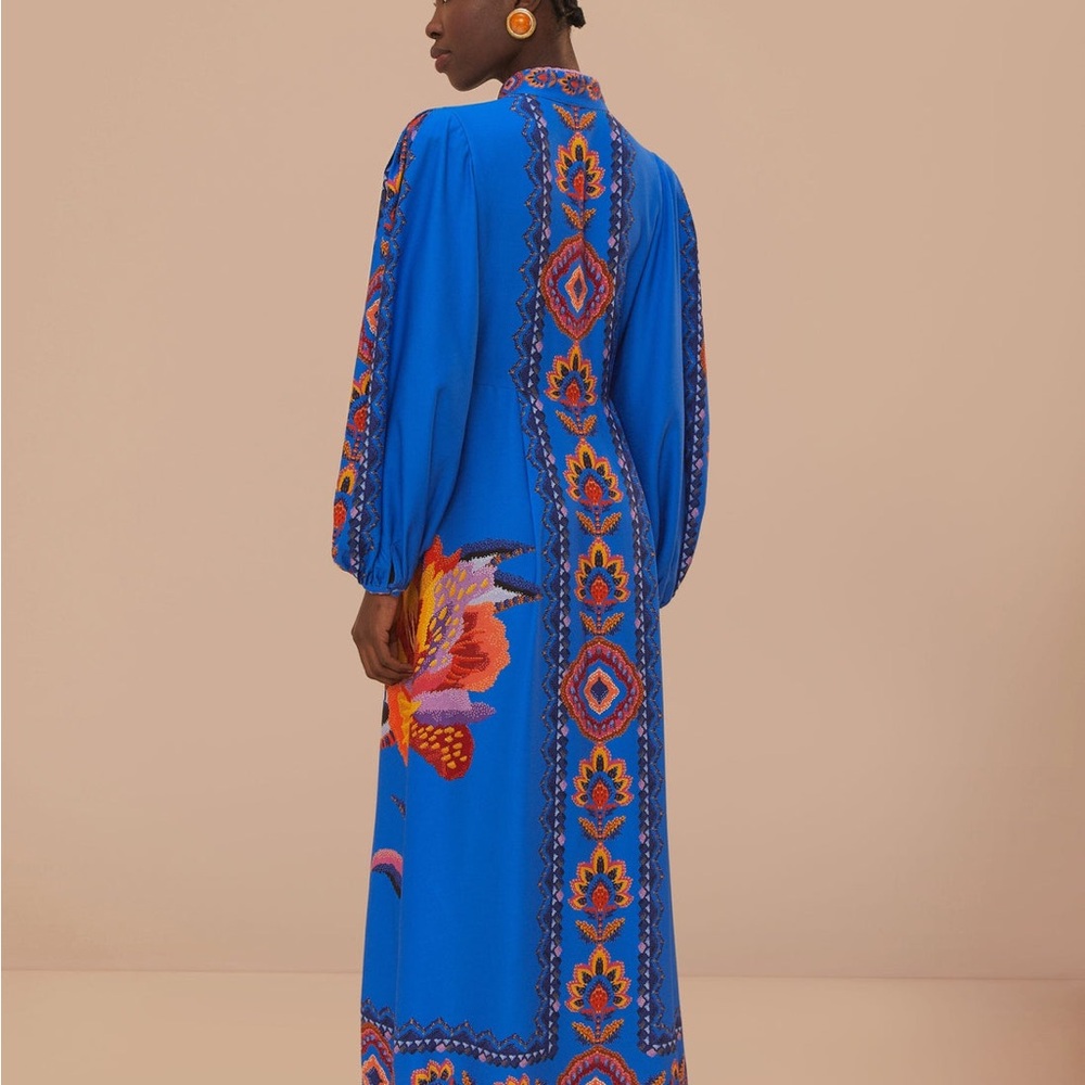 FARM Rio Navy Blue Lucy Floral Tapestry Maxi Dress Small RARE + SOLD OUT - Picture 2 of 8